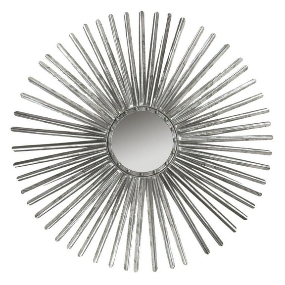 SAFAVIEH Shanira Round Metallic Sunburst Mirror, Silver