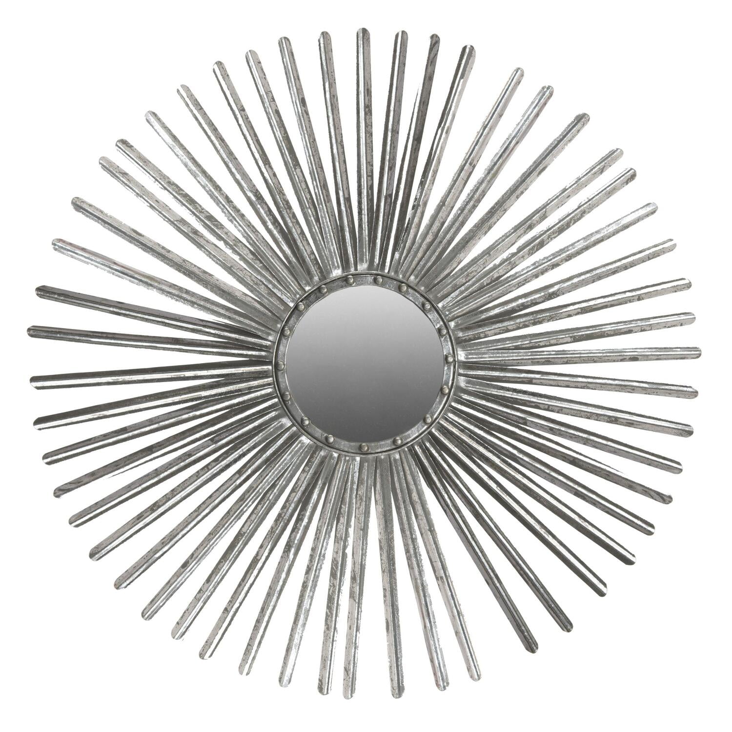 Radiant Silver 33.5" Contemporary Sunburst Round Mirror