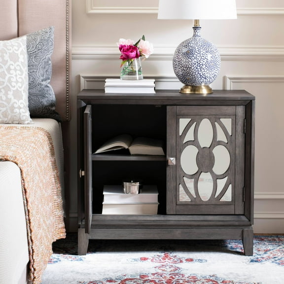 SAFAVIEH Shannon Solid Classic with 2 Mirror Door Chest, Grey Wash