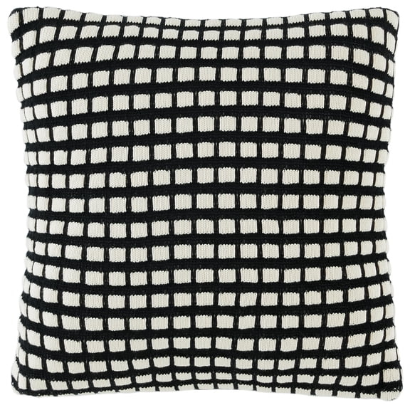 SAFAVIEH Shay 18" x 18" Contemporary Black/Ivory Geometric Cotton Decorative Pillow