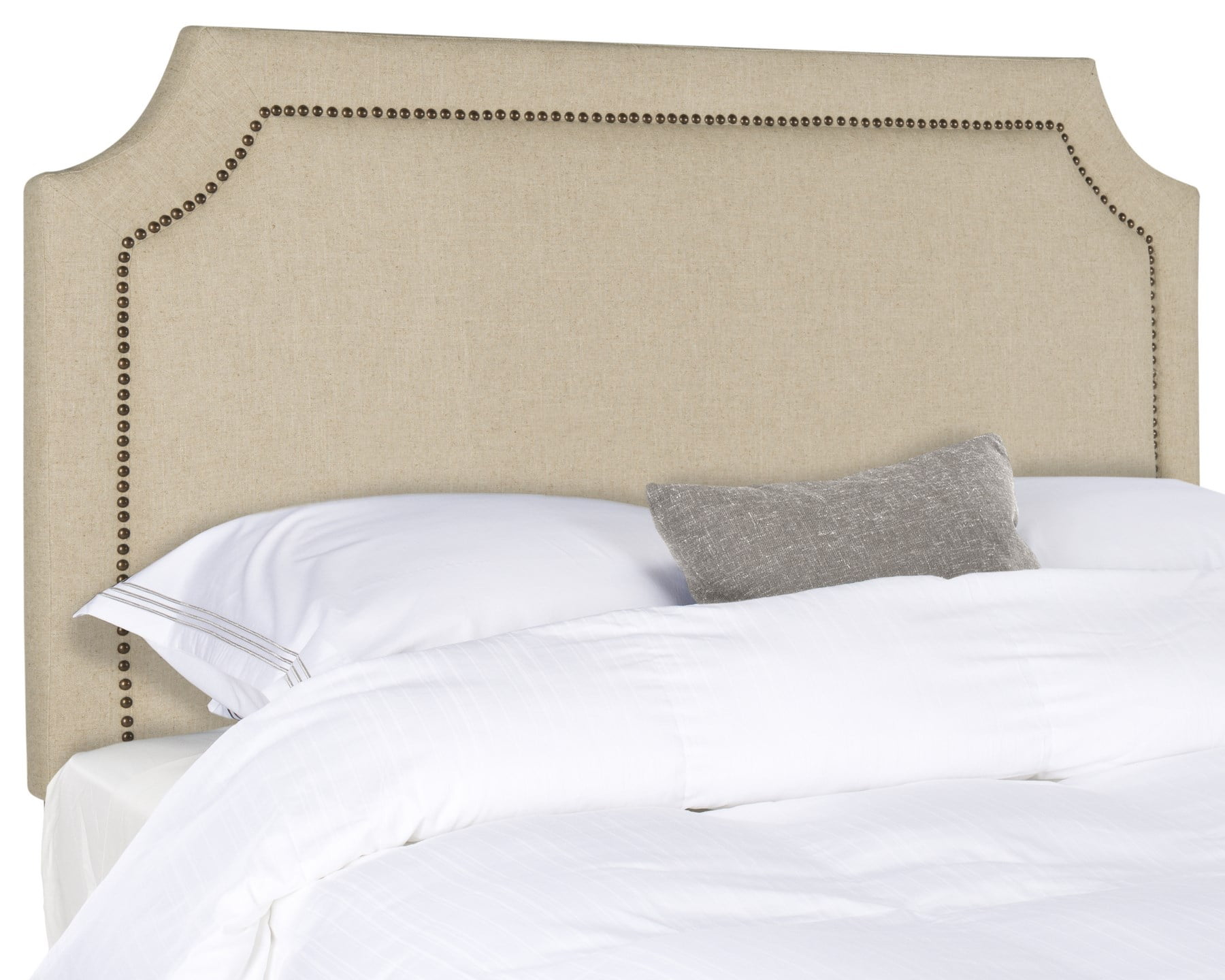 SAFAVIEH Shayne Modern Classic Upholstered Headboard with Nail Heads, Full, Hemp