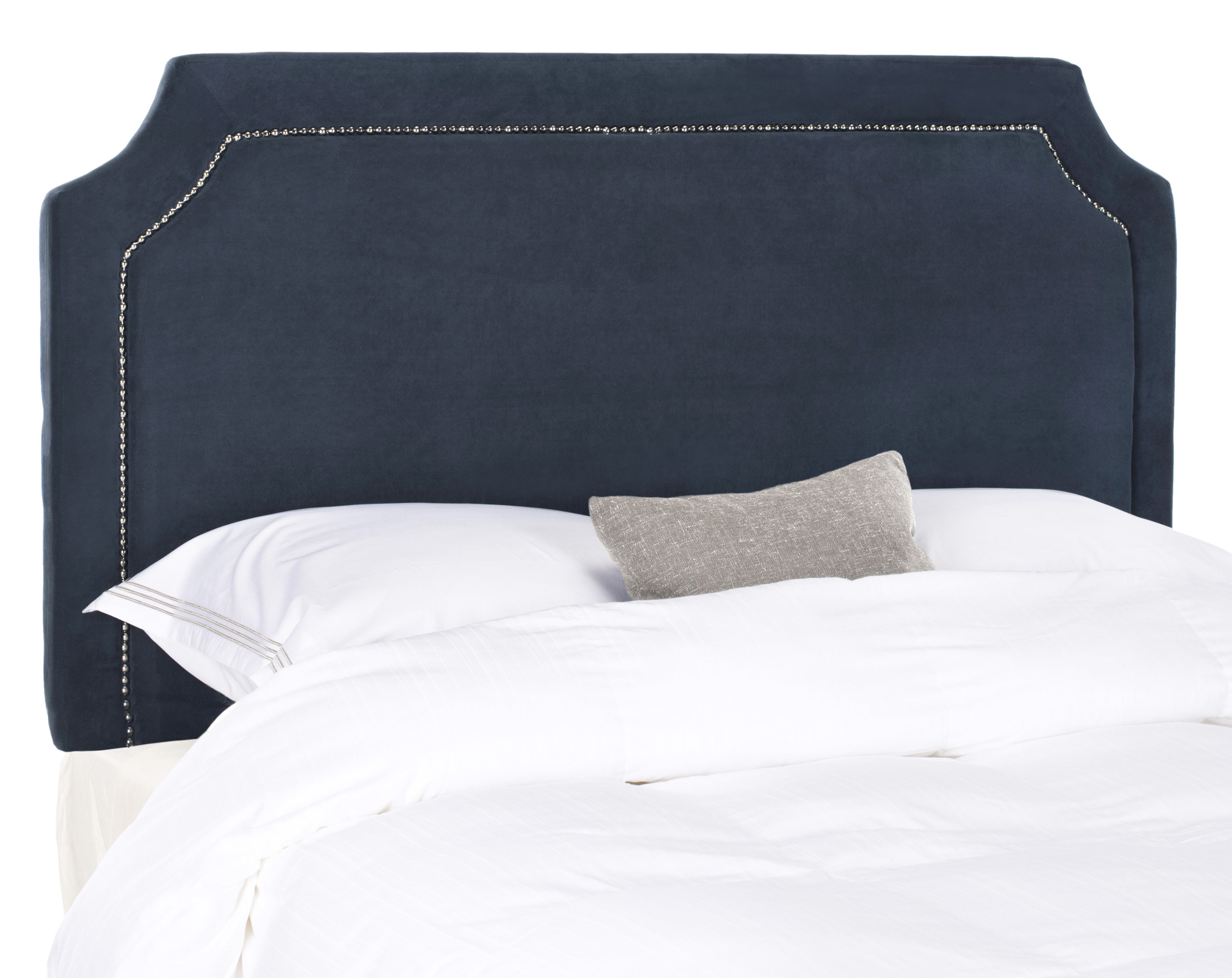 Shayne Navy Upholstered Full Headboard with Nailhead Trim