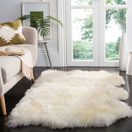 SAFAVIEH Sheep Skin Jeptha Solid Area Rug, White, 3' x 5' Specialty