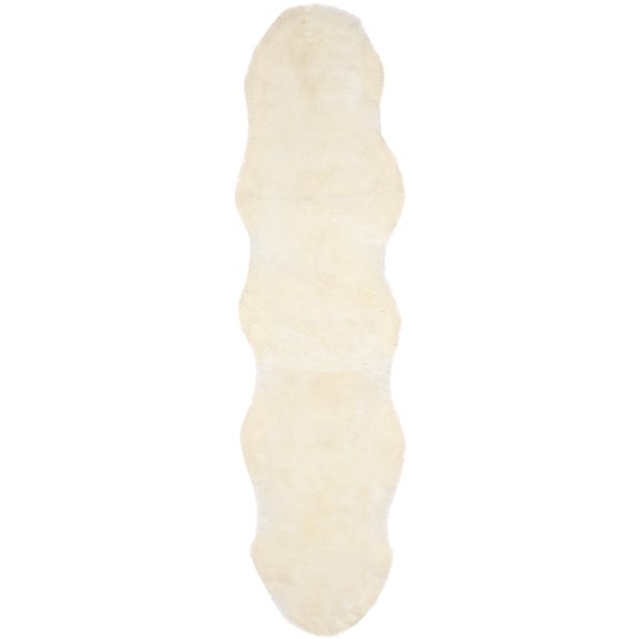 SAFAVIEH Sheep Skin Jeptha Solid Runner Rug, Natural/White, 2' x 9'