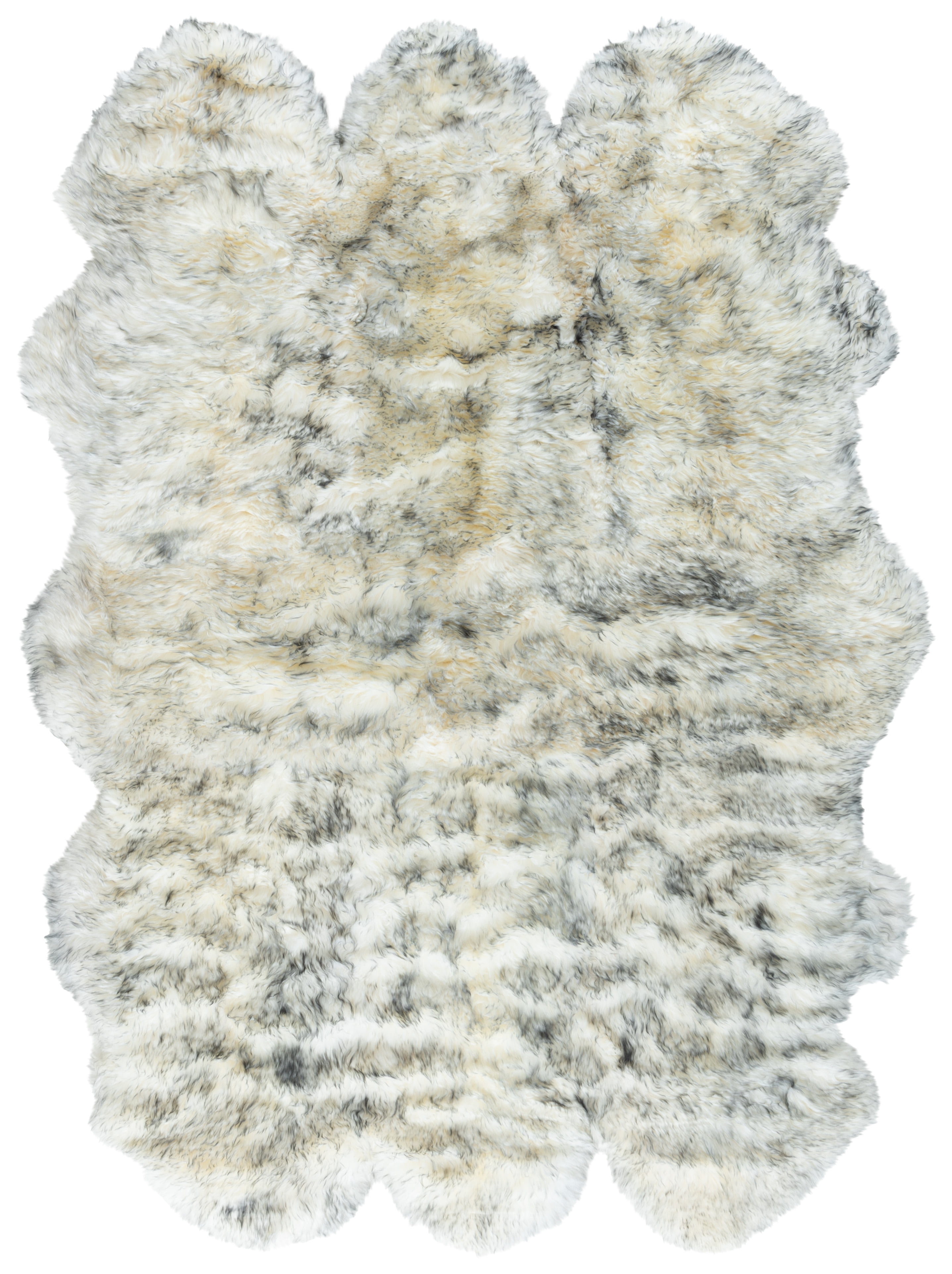 Ivory and Smoke Grey Rectangular Sheepskin Shag Rug