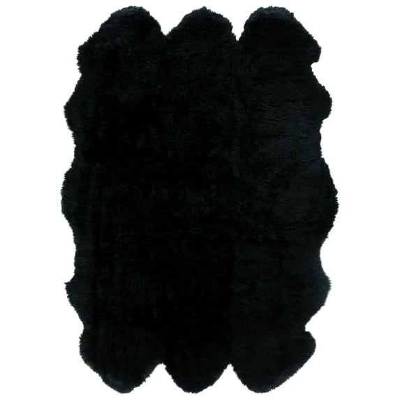 SAFAVIEH Sheep Skin Tiana Animal Area Rug, Midnight Black, 5'5" x 7'7"
