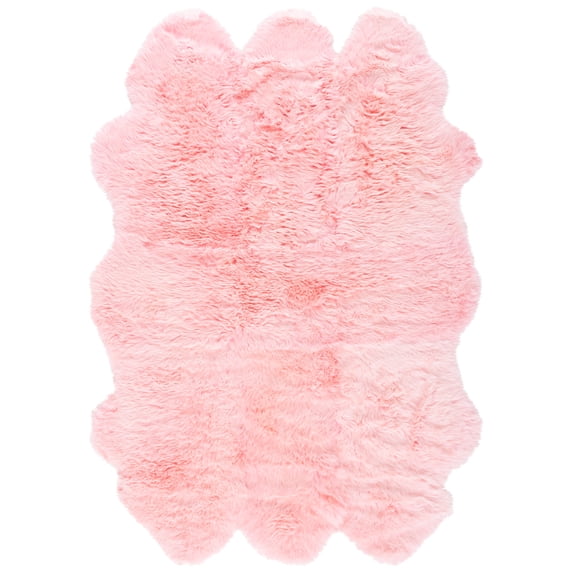 SAFAVIEH Sheep Skin Tiana Animal Area Rug, Solid Pink, 5'5" x 7'7"