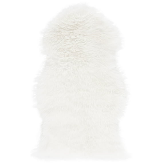 SAFAVIEH Sheep Skin Tiana Animal Area Rug, White, 1'4" x 2'4"