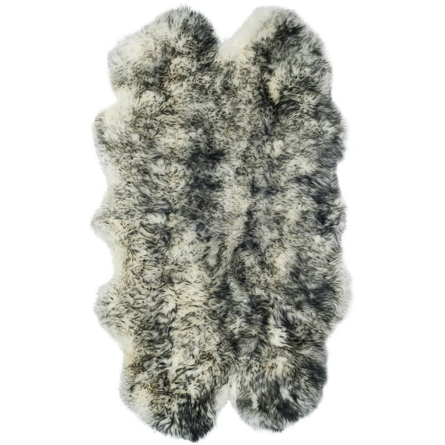 SAFAVIEH Sheep Skin Tiana Sheep Skin Area Rug, Ivory/Dark Charcoal, 3'7 ...