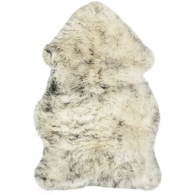 SAFAVIEH Sheep Skin Tiana Sheep Skin Area Rug, Ivory/Smoke Grey, 2' x 3 ...