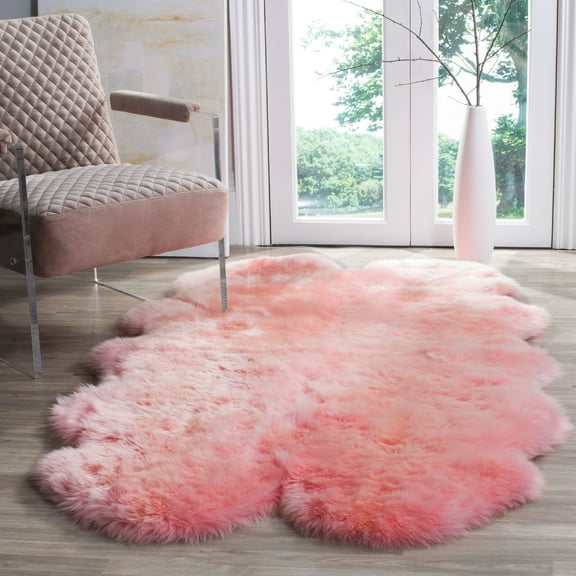 SAFAVIEH Sheep Skin Tiana Sheep Skin Area Rug, Solid Pink, 3'7" x 5'11" Specialty