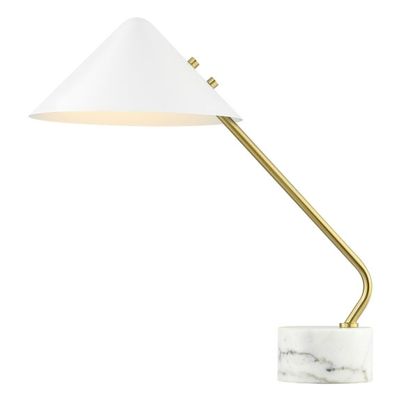 SAFAVIEH Sheilds 21 in. Glam White Iron Table Lamp with White Shade