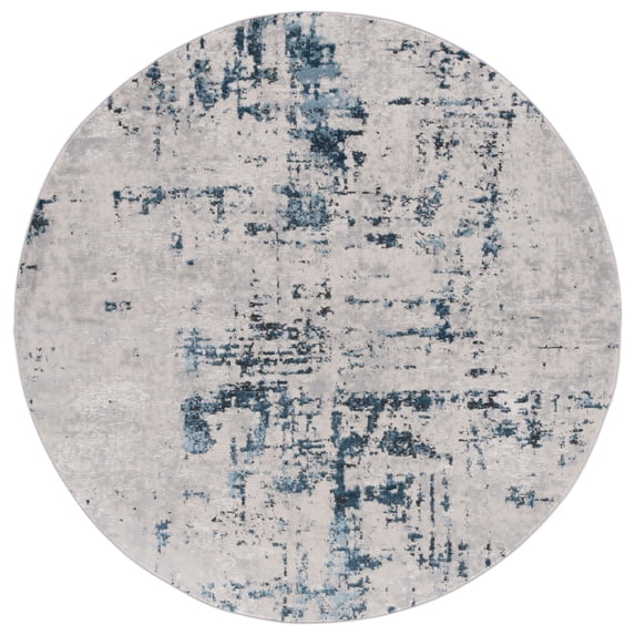 SAFAVIEH Shivan Abigail Abstract Area Rug, Grey/Blue, 6'7" x 6'7" Round