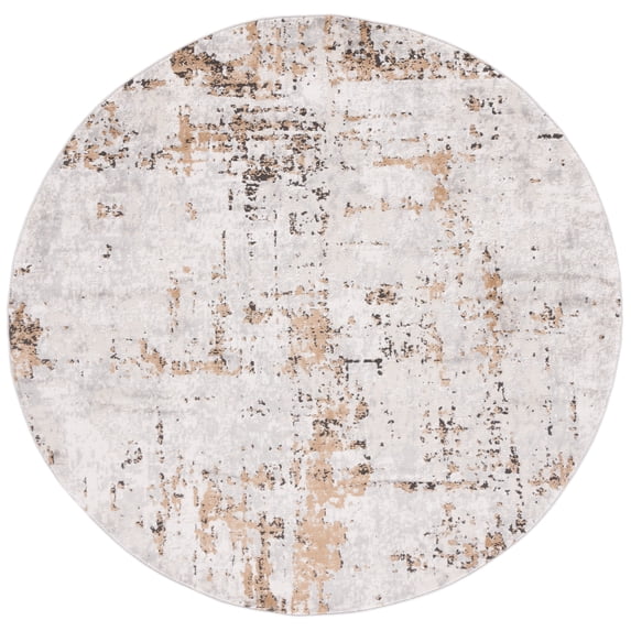 SAFAVIEH Shivan Abigail Abstract Area Rug, Grey/Gold, 4' x 4' Round