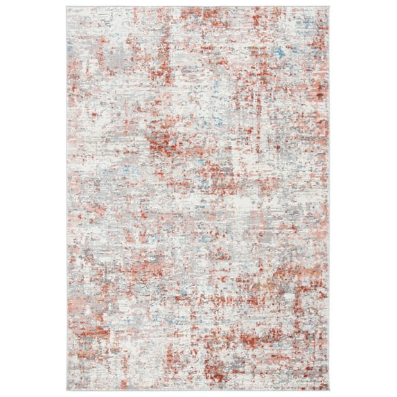 SAFAVIEH Shivan Alaina Abstract Distressed Area Rug, Ivory/Rust, 5'2" x 7'