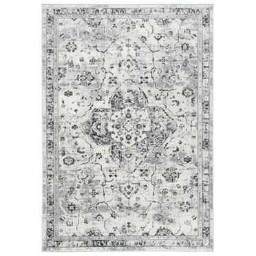 SAFAVIEH Shivan Anthony Traditional Distressed Area Rug, Ivory/Grey, 5'1" x 7'6"