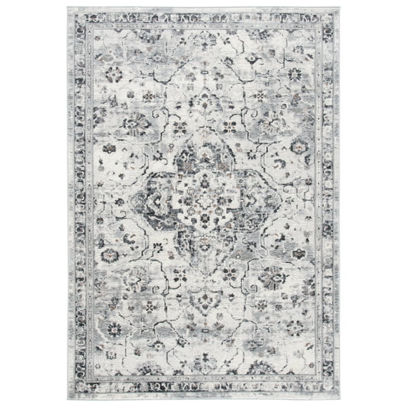 SAFAVIEH Shivan Anthony Traditional Distressed Area Rug, Ivory/Grey, 5'1" x 7'6"