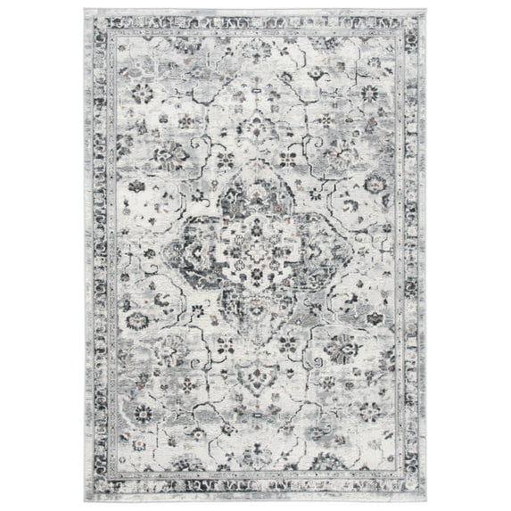 SAFAVIEH Shivan Anthony Traditional Distressed Area Rug, Ivory/Grey, 8' x 10'