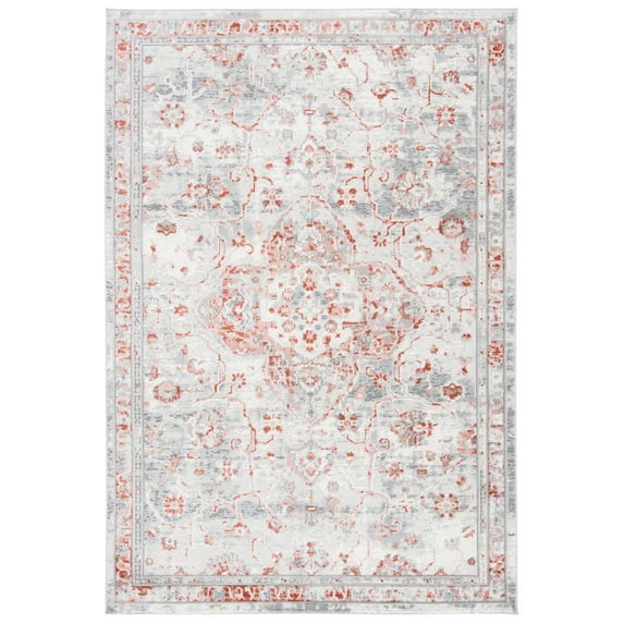 SAFAVIEH Shivan Anthony Traditional Distressed Area Rug, Ivory/Rust, 5'1" x 7'6"