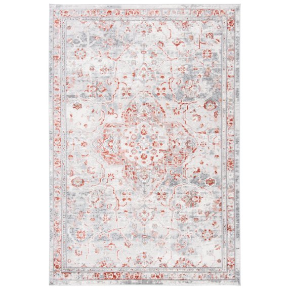 SAFAVIEH Shivan Anthony Traditional Distressed Area Rug, Ivory/Rust, 8' x 10'