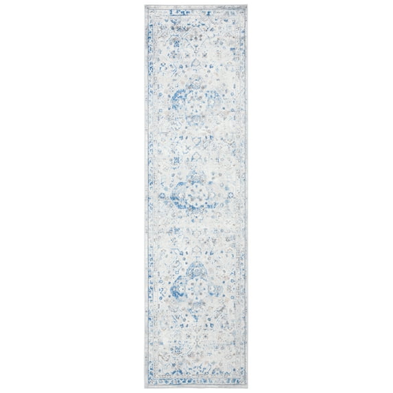 SAFAVIEH Shivan Anthony Traditional Distressed Runner, Ivory/Blue, 2'2" x 8'