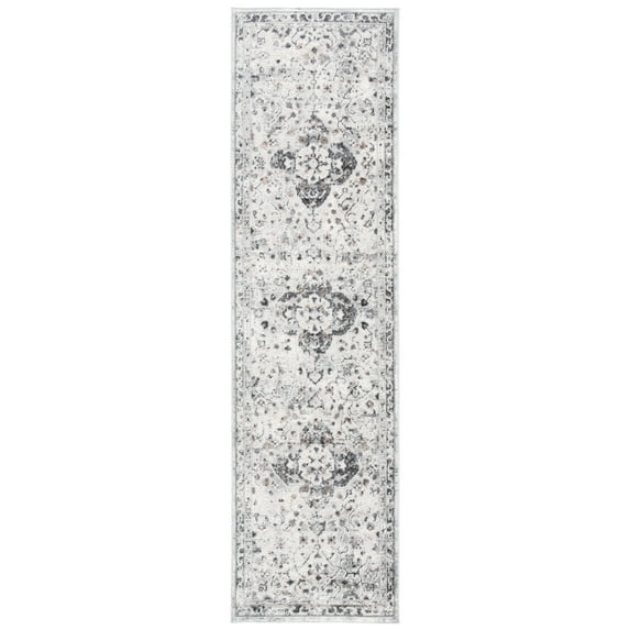 SAFAVIEH Shivan Anthony Traditional Distressed Runner, Ivory/Grey, 2'2" x 8'