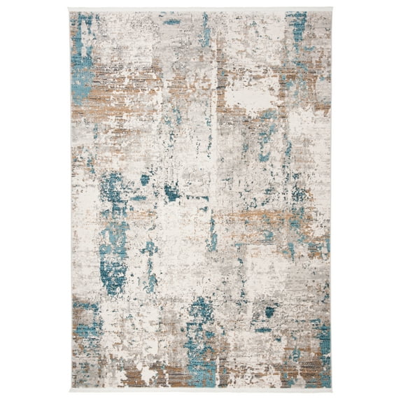 SAFAVIEH Shivan Belinda Abstract Distressed Area Rug, Ivory/Grey, 5'3" x 7'6"