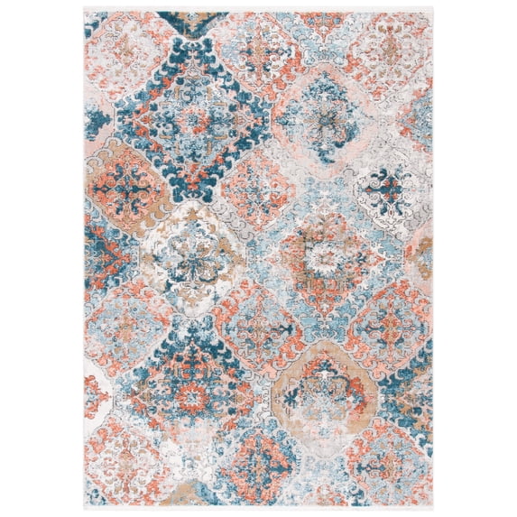 SAFAVIEH Shivan Beth Geometric Distressed Area Rug, Blue/Rose, 4' x 6'