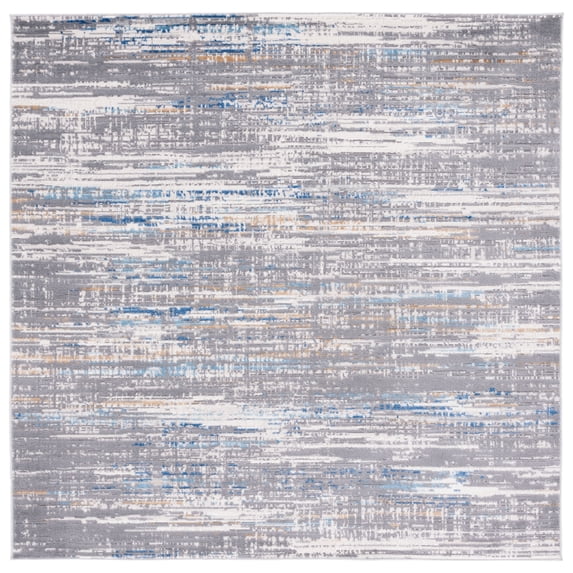 SAFAVIEH Shivan Blake Abstract Gradient Area Rug, Light Grey/Blue, 6'7" x 6'7" Square