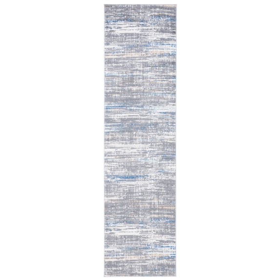 SAFAVIEH Shivan Blake Abstract Gradient Runner, Light Grey/Blue, 2'2" x 8'