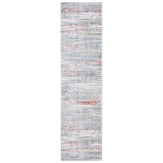 SAFAVIEH Shivan Blake Abstract Gradient Runner, Light Grey/Rust, 2'2" x 8'