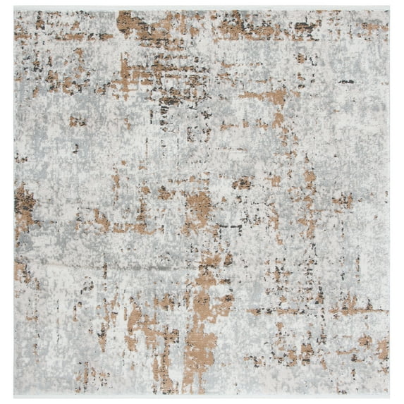 SAFAVIEH Shivan Cherlyn Abstract Area Rug, Grey/Gold, 4' x 4' Square