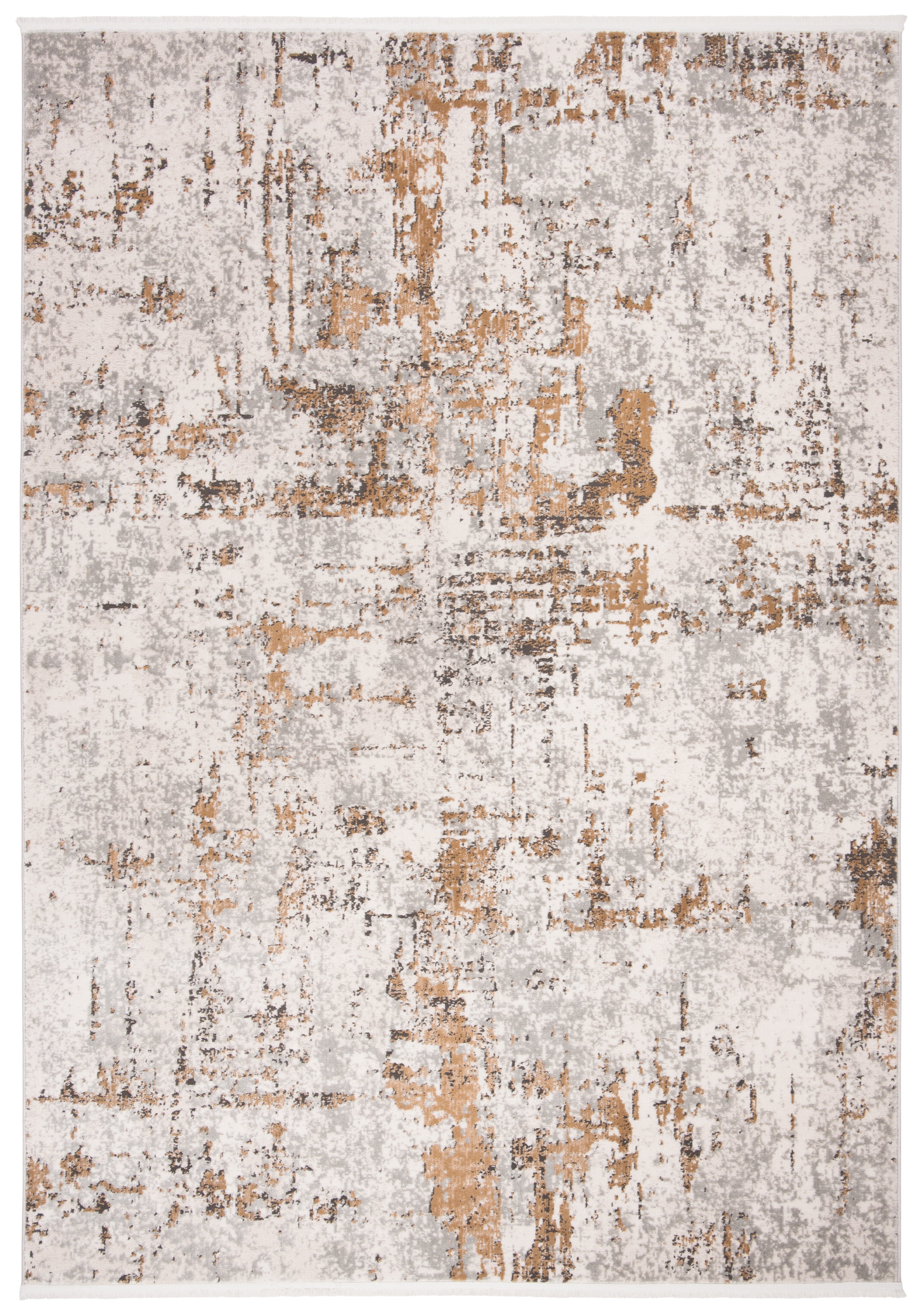 Handmade Gray Abstract Synthetic Area Rug 5'3" x 7'6"
