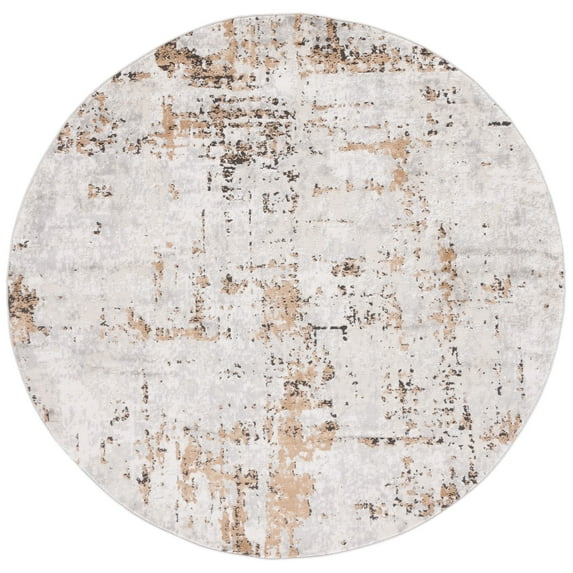 SAFAVIEH Shivan Cherlyn Abstract Area Rug, Grey/Gold, 6'7" x 6'7" Round