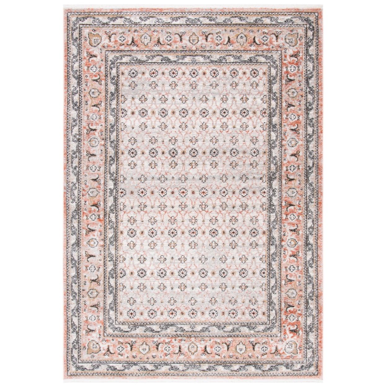 Gray and Rose 4' x 6' Abstract Synthetic Area Rug