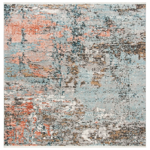 SAFAVIEH Shivan Rosalynne Abstract Area Rug, Grey/Pink, 6'7" x 6'7" Square