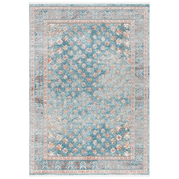 SAFAVIEH Shivan Cynthia Oriental Floral Area Rug, Blue/Rose, 5'3" x 7'6"
