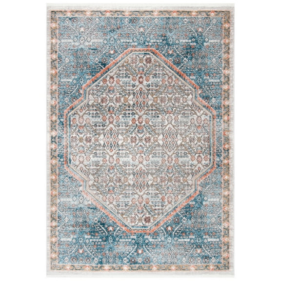 SAFAVIEH Shivan Deacon Oriental Floral Area Rug, Blue/Red, 5'3" x 7'6"