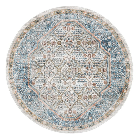 SAFAVIEH Shivan Deacon Oriental Floral Area Rug, Blue/Red, 6'7" x 6'7" Round