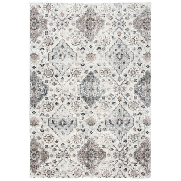 SAFAVIEH Shivan Deloris Floral Damask Area Rug, Ivory/Grey, 5'1" x 7'6"