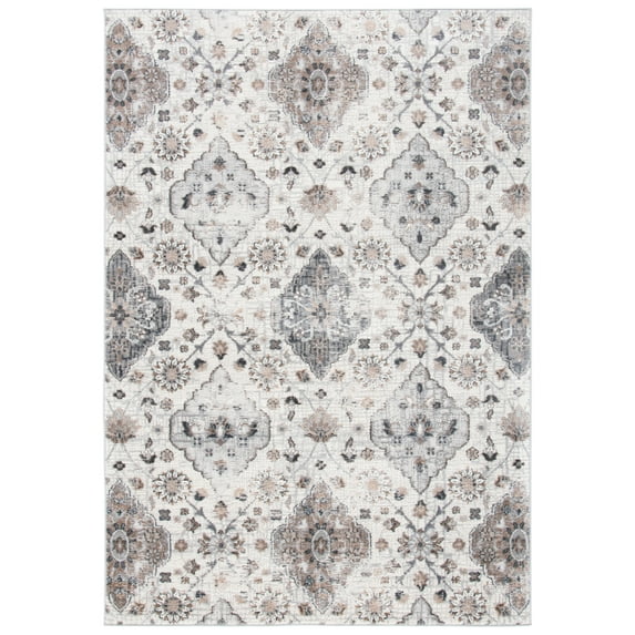 SAFAVIEH Shivan Deloris Floral Damask Area Rug, Ivory/Grey, 9' x 12'
