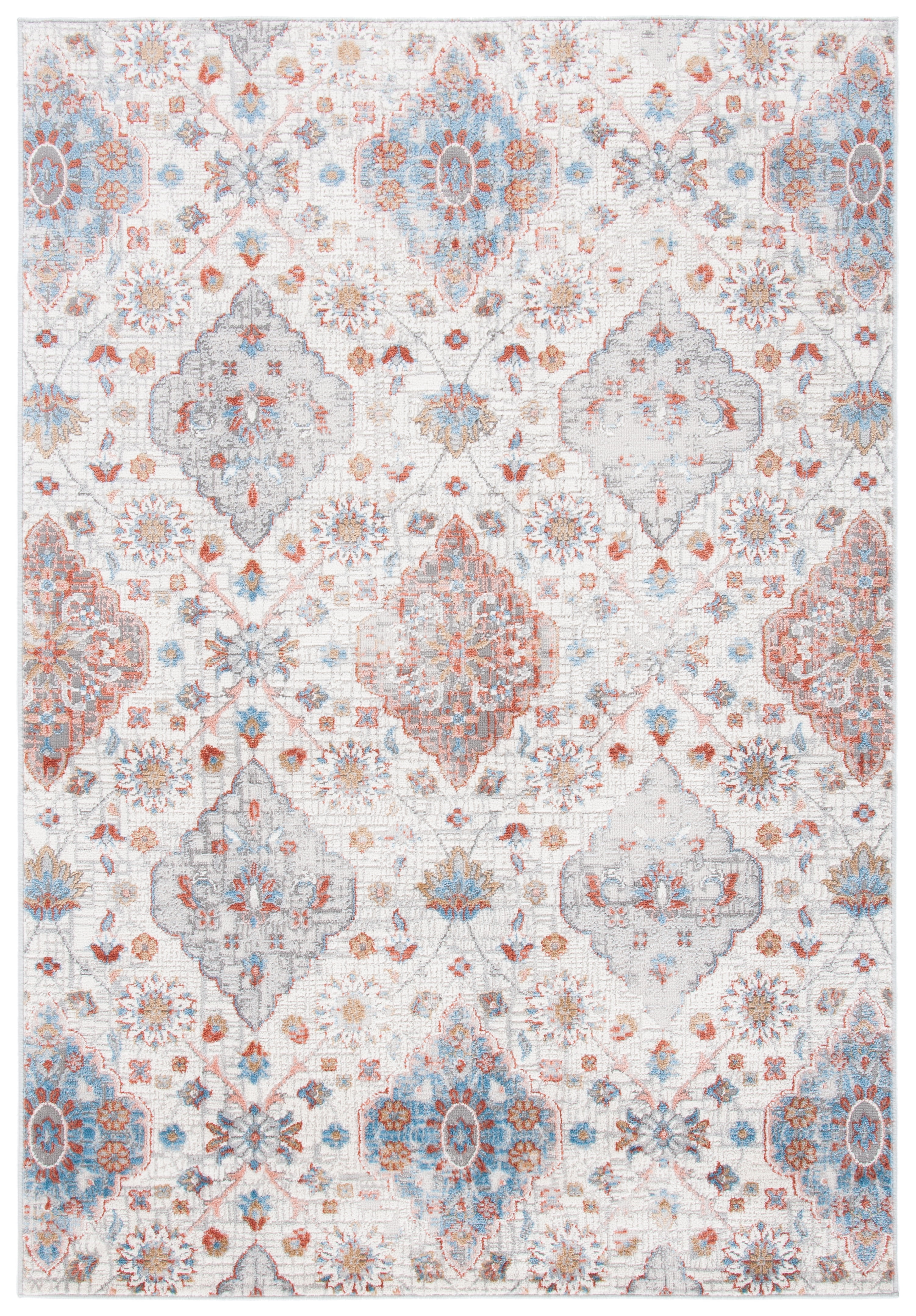 SAFAVIEH Shivan Deloris Floral Damask Area Rug, Ivory/Rust, 4' x 6'