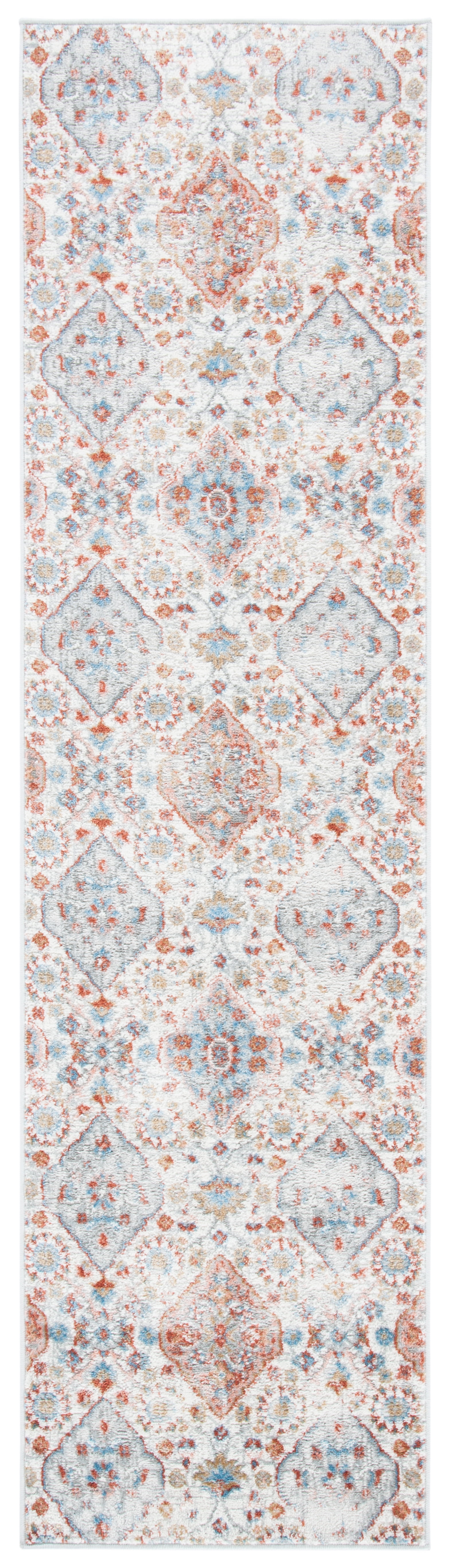 Ivory and Rust Hand-Knotted Synthetic Runner Rug
