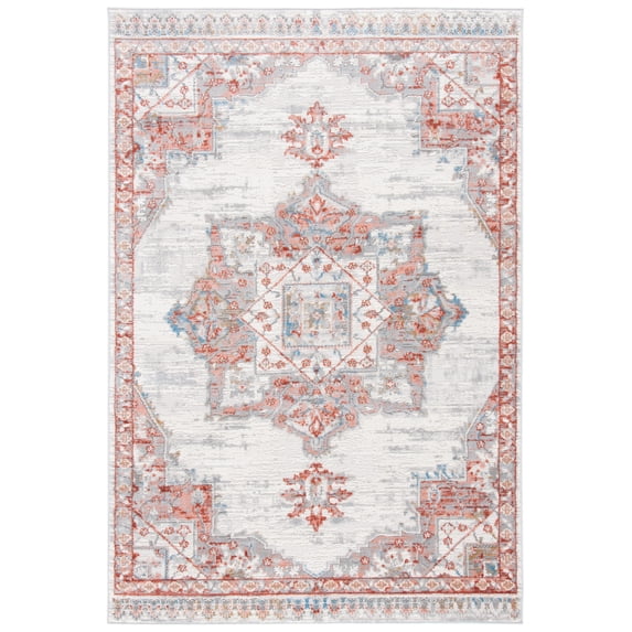 SAFAVIEH Shivan Henrika Traditional Distressed Area Rug, Ivory/Rust, 8' x 10'
