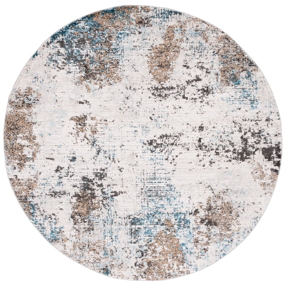SAFAVIEH Shivan Hudson Abstract Area Rug, Ivory/Grey, 6'7" x 6'7" Round