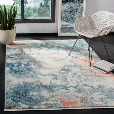 SAFAVIEH Shivan Jaiden Abstract Area Rug, Blue/Ivory, 5'3" x 7'6"