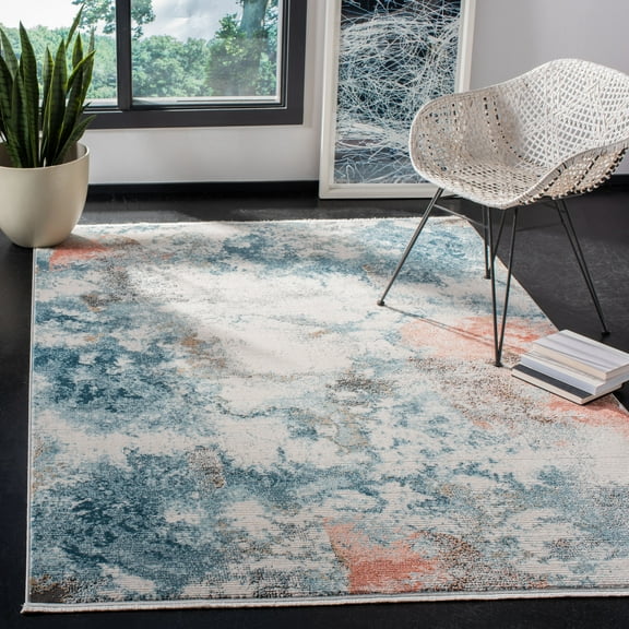 SAFAVIEH Shivan Jaiden Abstract Area Rug, Blue/Ivory, 5'3" x 7'6"