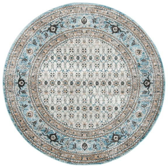 SAFAVIEH Shivan Jaime Bordered Area Rug, Grey/Blue, 6'7" x 6'7" Round