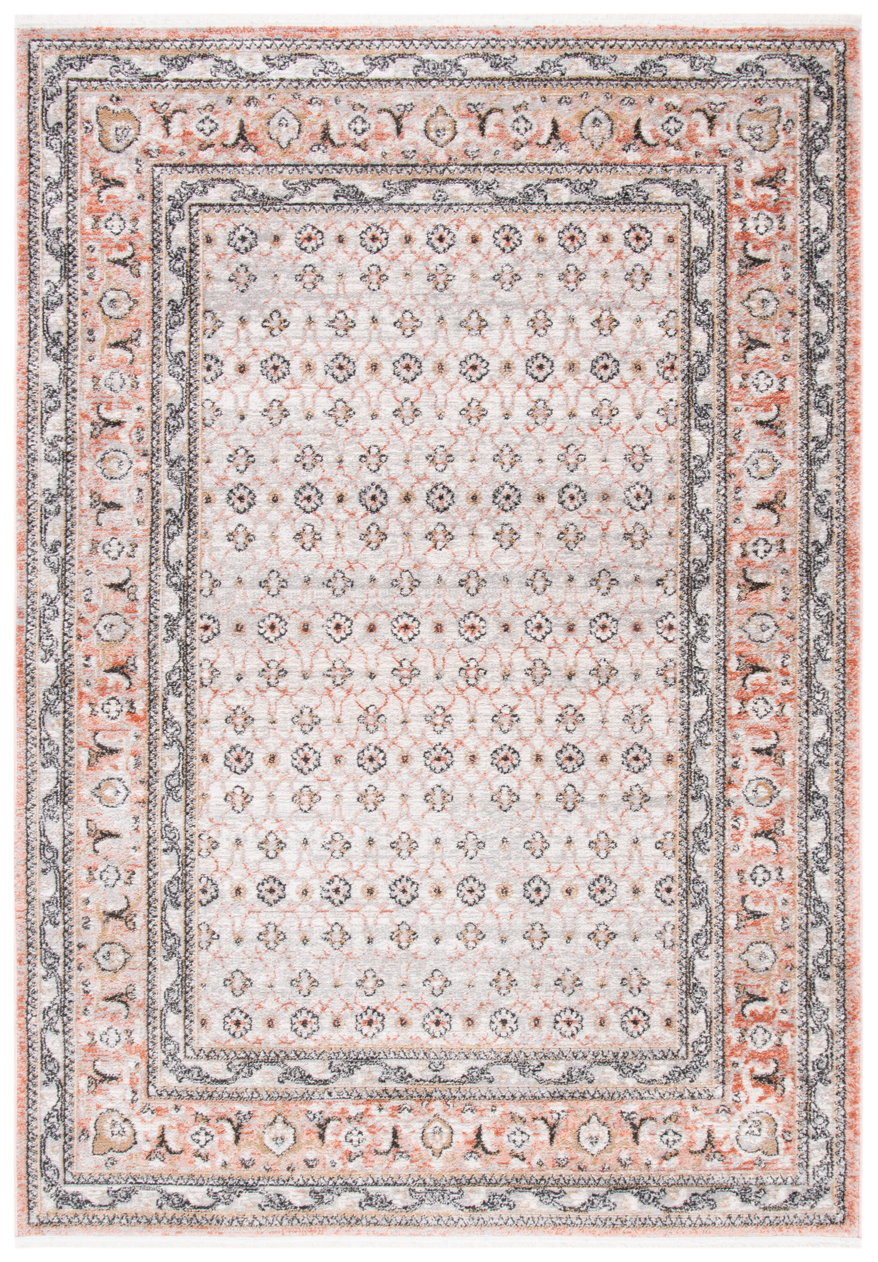 Gray and Rose 4' x 6' Abstract Synthetic Area Rug