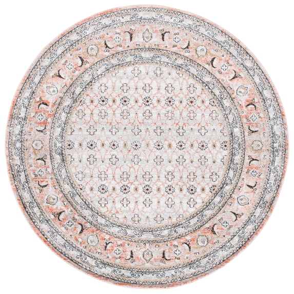 SAFAVIEH Shivan Jaime Bordered Area Rug, Grey/Rose, 6'7" x 6'7" Round